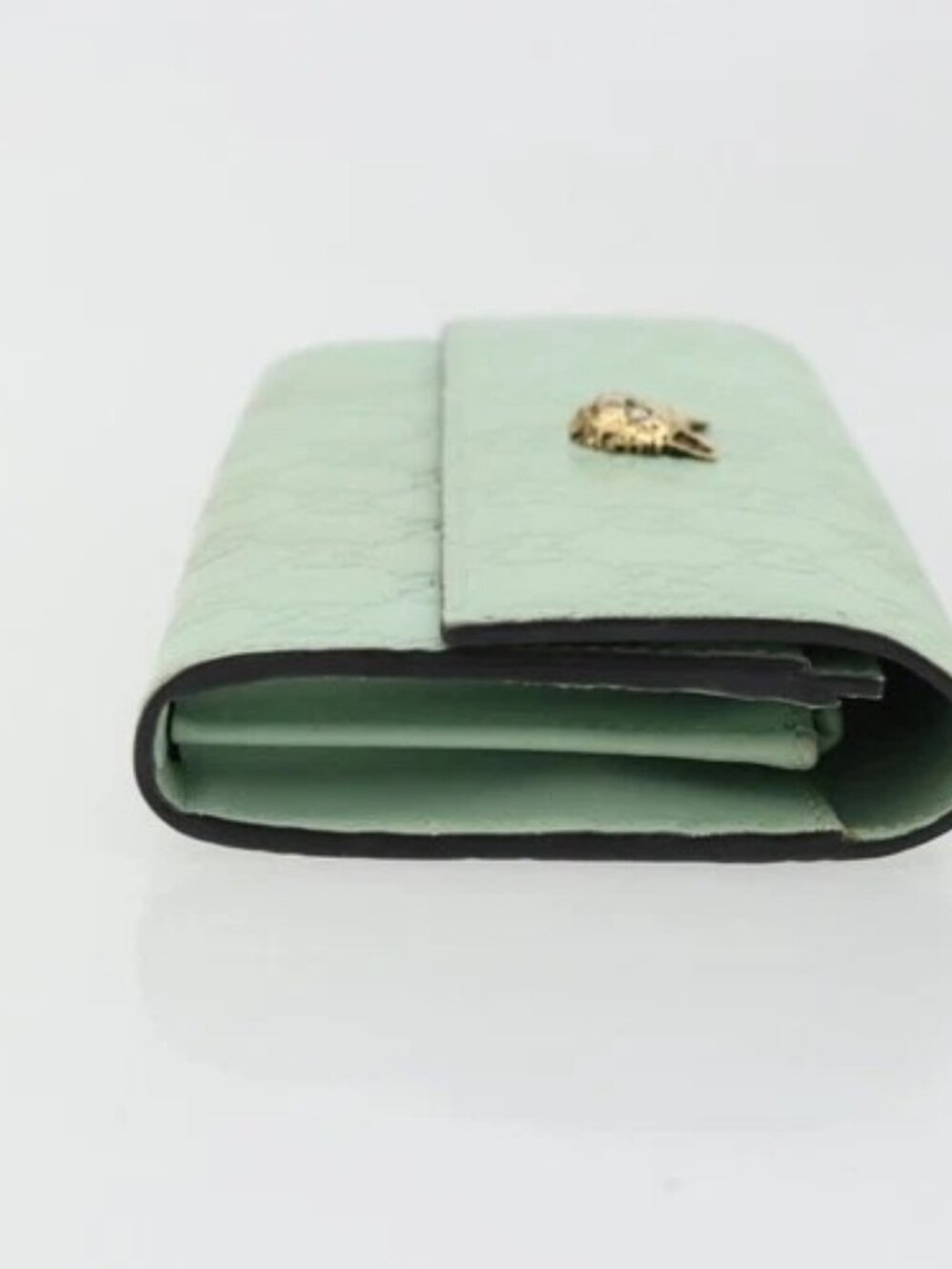GUCCI GG Canvas Guccissima Long Wallet Leather Green Gold 548055 Auth bs35079A - Picture 3 of 16